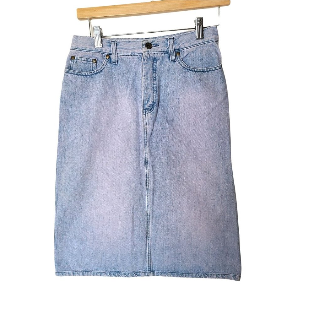 See By Chloe Denim Midi Skirt Back‎ Pocket Ties size 4